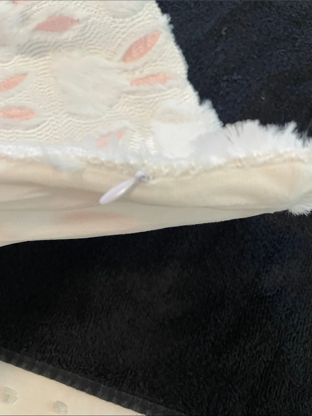 White & Pink Bunny Ear Plush Throw Pillow Covers (Pair) new
